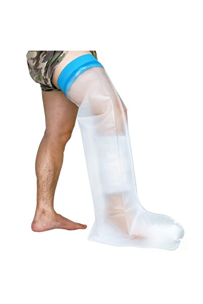 KASTWAVE غطاء استحمام مقاوم للماء لجبيرة الساق - واقي قدم من البولي يوريثان الحراري، قابل لإعادة الاستخدام، مقاس واحد