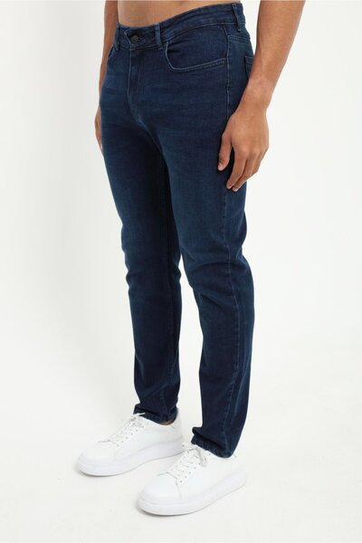 Dufy Men's Slim Fit Navy Blue Jeans