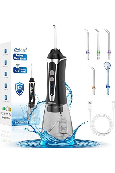 h2ofloss Water Dental Flosser Pick, 5 Modes Cordless Oral Irrigator with 300M...