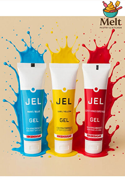 MELT PASTRY&KITCHEN ŞEKER&SUGAR Jel Gıda Boyası 3'lü Set 100 gr. Kırmızı-Mavi-Sarı