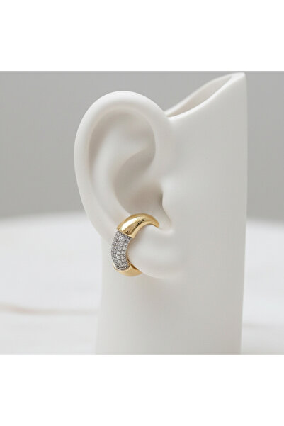 Madame Deco & Takı Madame Tasarım Kıkırdak Ear‑Cuff Gold Çelik Küpe – Kararma Yapmaz