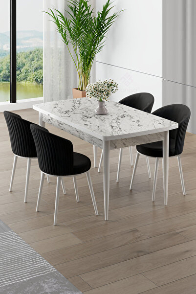 Canisa Asfel Serisi MDF 77x130 Beyaz Mermer Desen Yandan Açılabilir Mutfak Ma...