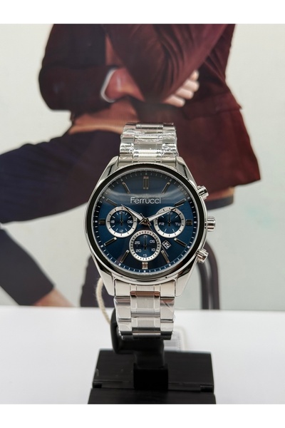 Ferrucci Silver Sports Men's Watch Waterproof with 2 Years Warranty