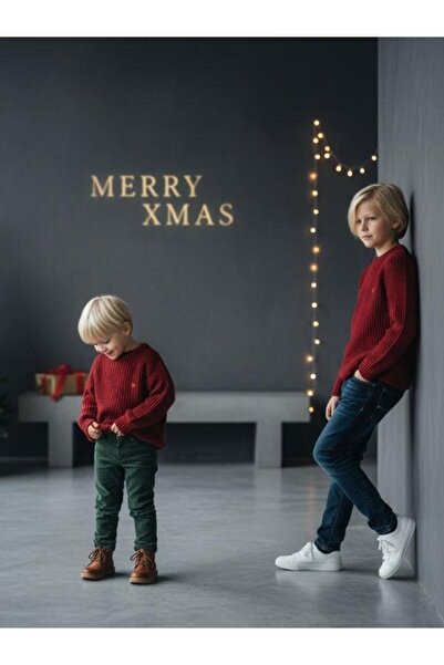 Zekids Boy's Thessaloniki Knitted Burgundy Sweater