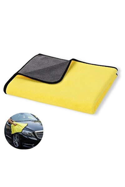 OEM Large Microfiber Car Towel, Super-Absorbent, 90x60 cm, Yellow-Grey