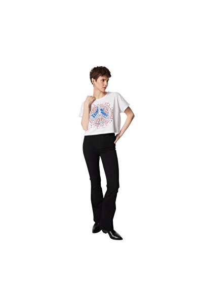 Lee Cooper O Neck με τύπωμα Λευκό Γυναικείο T-Shirt 242 LCF 242002 CASEY WHITE