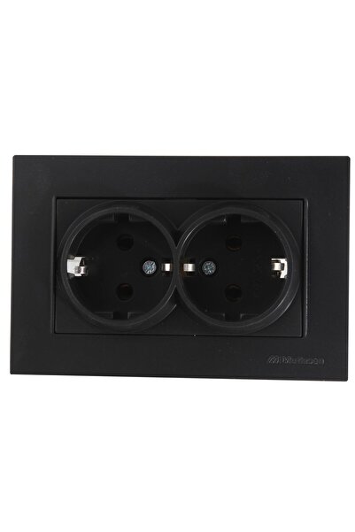 Mutlusan مقبس أرضي مزدوج بإطار أسود من RıTA