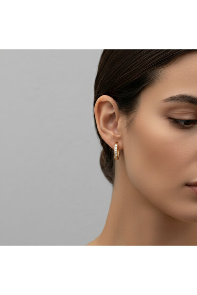 Madame Deco & Takı أقراط فولاذية بتصميم مادام مطلية بالذهب اللامع مع تفاصيل ح...