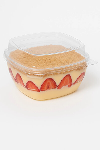 YOK YOK AMBALAJ Crystal Plastic Food Container with Lid Transparent Disposable Rice Pudding Bowl Dessert and Storage Container 25 Pieces