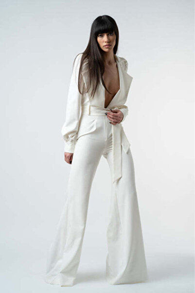 Monarh Design White deep-neck jumpsuit - M