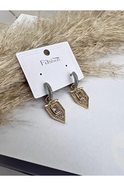 VELİT VOLA Triangle Stone Women's Earrings with Salant Stone