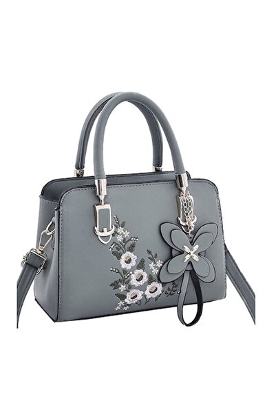 OEM Women's Handbag with Embroidered Flower and Pendant, Detachable Strap, Fa...