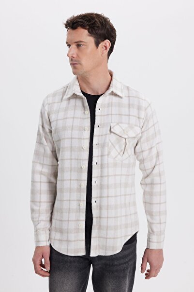 Tudors Men's Slim Fit slim fit plaid single pocket lumberjack shirt