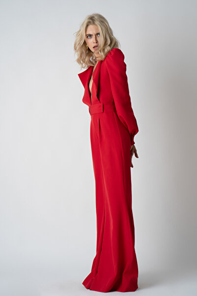 monarh Red deep-neck jumpsuit - S