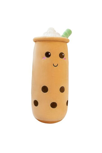 OEM Pernă Plus Bubble Tea Maro 80 cm – Jucărie pufoasă XL, Antistres, Cadou Kawaii