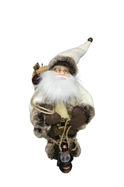 IRILIS Decorative Santa Claus 30 cm – Rustic Christmas Ornament with Lamp, Festive Figurine