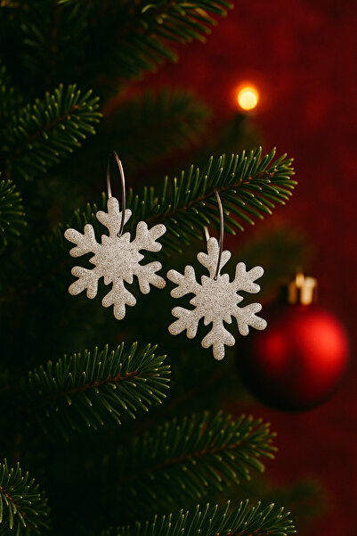 Lu Atelier أقراط فروستيلا الفضية اللامعة بتصميم ندفة الثلج مصنوعة يدويًا من ا...