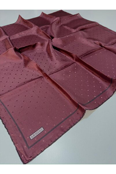 Armine Twill Silk Scarf Burgundy Jacquard Polka Dot
