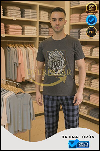 Overbazaar Ανδρικό κοντομάνικο σετ πιτζάμες Premium Modal – Μαλακή υφή, αναπνεύσιμο, κομψή άνεση