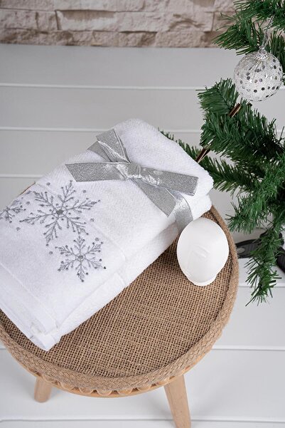 Baveno 100% Cotton Double 40X70 cm Christmas Embroidered Towel/Towel Set