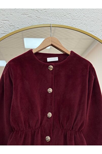 MİHRA STORE Fatiana Beli Sıkmalı Fox Ceket-Bn4549 Bordo