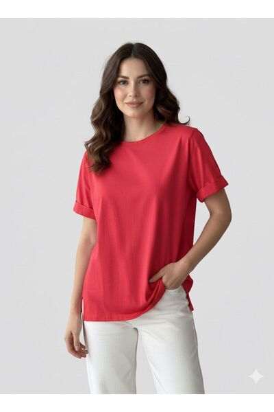 medish Basic Bisiklet Yaka Yanları Yırtmaçlı Oversize Tişört
