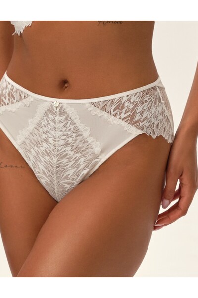 ESOTIQ Women's High Waist Briefs Elegant Panties with Floral Lace Details & Pendant | Ofiel