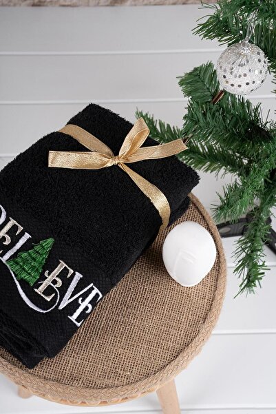 Baveno 100% Cotton Double 40X70 cm Christmas Embroidered Towel/Towel Set