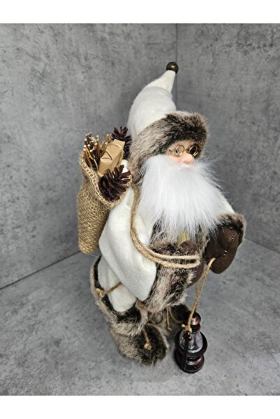 IRILIS Decorative Santa Claus 30 cm – Rustic Christmas Ornament with Lamp, Festive Figurine
