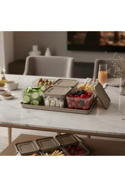 maisone home طقم صينية تقديم فاخرة مكونة من 6 أقسام مع غطاء، منظم عصري للوجبا...