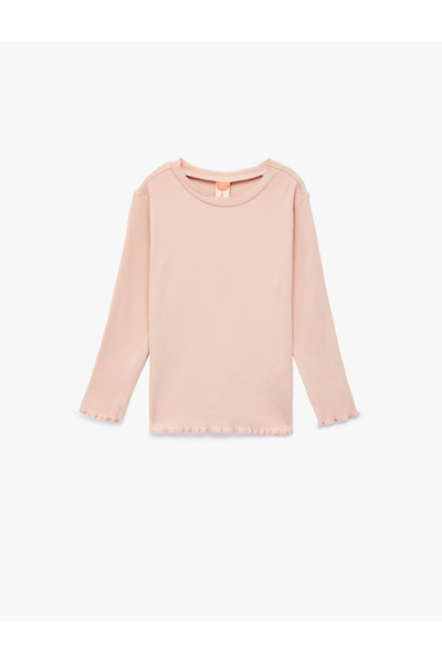 Koton guler rotund Tricou cu mânecă lungă din bumbac basic cu detaliu cu volane