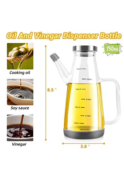 Generic Large High Borosilicate Glass Oil Bottle for Cooking, 25 fl oz (750ml) No-Drip Dispenser