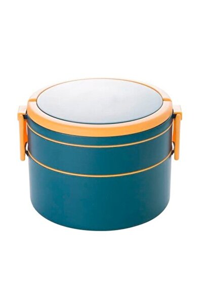 OEM Recipient alimentar cu capac cu clips, 3 compartimente, rotund, albastru