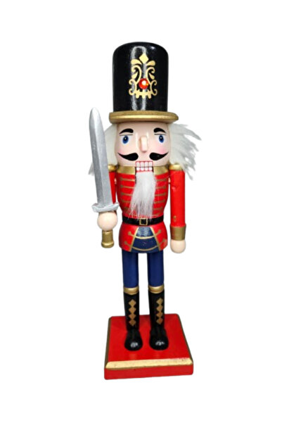 IRILIS Wooden Nutcracker Figurine 25.5 cm – Christmas Decor, Ornamental Soldier with Sword