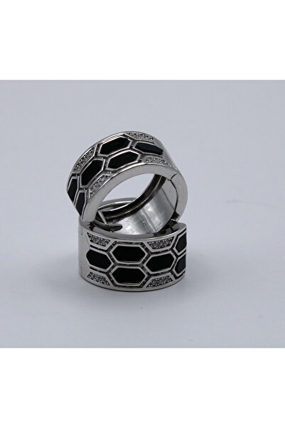 Velvet Cercei din argint cu detalii negre și cristale – design geometric elegant