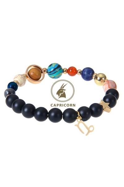 OEM Brățară Capricorn cu pandantiv zodiacal, mărgele vindecătoare din ametist...