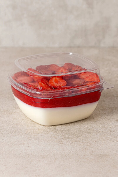 YOK YOK AMBALAJ Crystal Plastic Food Container with Lid Transparent Disposable Rice Pudding Bowl Dessert and Storage Container 25 Pieces