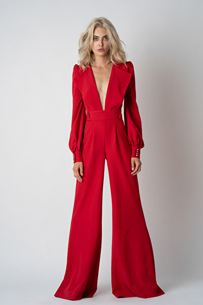 monarh Red deep-neck jumpsuit - S