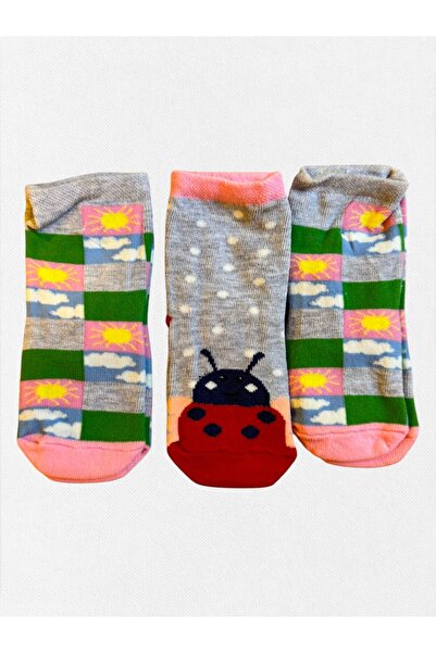 Fil Kids Baby Girl Winter Socks Cotton Fabric 3-Piece Ladybug Sun Patterned P...