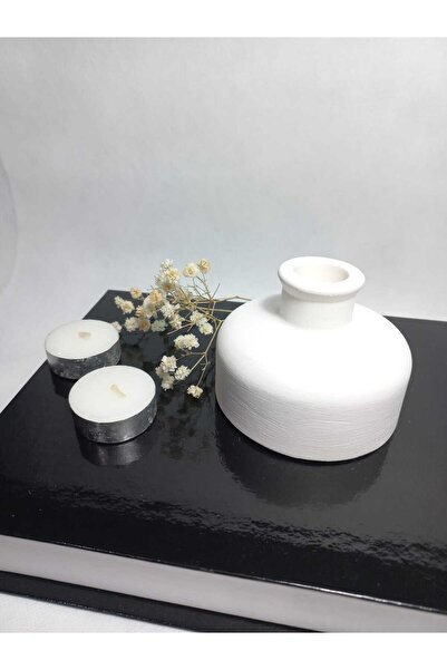 emilysamy مزهرية بيضاء بتصميم أنيق وبسيط، توضع على الطاولة أو الطاولة الجانبي...