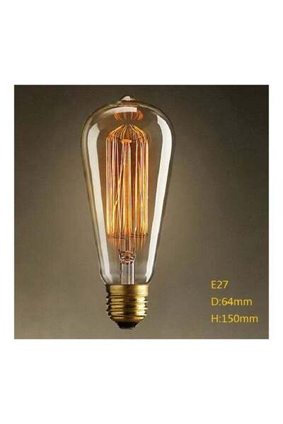 Generic 40W E27 220-240V Edison Retro Yellow W-filament Light Bulb, Coffee House Decor, Multicolour, 15x15x1
