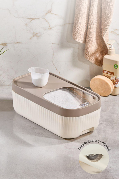 Kitchen Life 3'lü Ölçekli Tekerlekli Kayar Kapaklı Erzak Bakliyat Saklama Kabı 7,5 Litre
