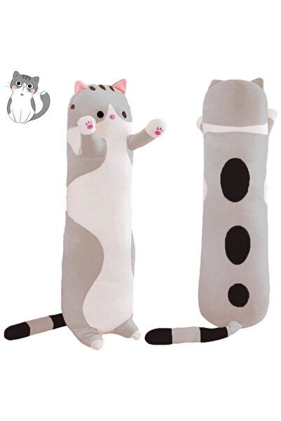 OEM Pernă Grey Cat Plus 70 cm – Jucărie pufoasă XL, Antistres, Decor modern