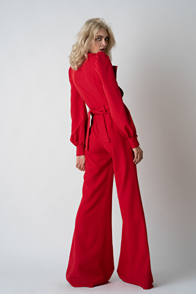 monarh Red deep-neck jumpsuit - S