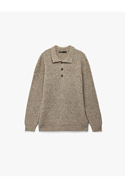 Koton Regular Fit Buttoned Polo Neck Knitwear Sweater