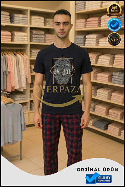 Overbazaar Чоловічий комплект піжами з коротким рукавом Premium Modal – м'яка текстура, дихаючий, стильний комфорт