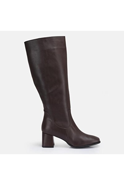37Numara BÜYÜK NUMARA KADIN TOPUKLU ÇİZME 41-42-43-44-KAHVERENGİ CİLT