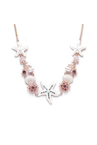 OEM Necklace with Shells and Starfish, Floral Arrangement, Adjustable Length,...