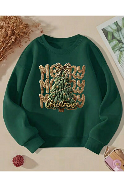 Touz Moda Christmas Design 3 Thread Thick Young Crew Neck Sweatshirt