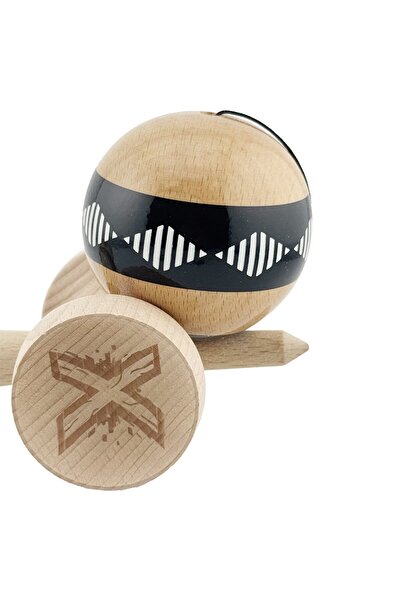 OEM Kendama originala profesionala lemn, cupe mari King Size V3, super sticky, 18 cm, negru/maro